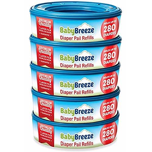 Diaper Pail Refill Bags for Playtex Diaper Genie - 1400 Count (5-Pack) - By BabyBreeze