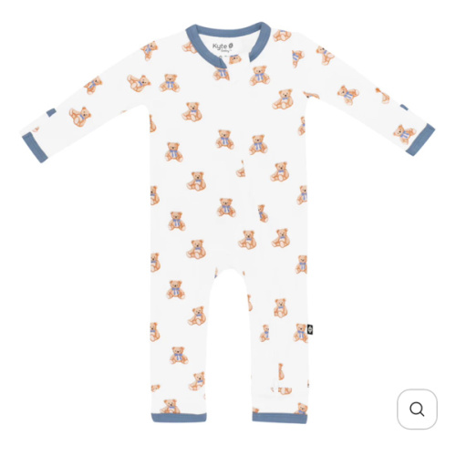 Bamboo Zippered Romper in Teddy Bear Print 3-6 Months | Kyte Baby