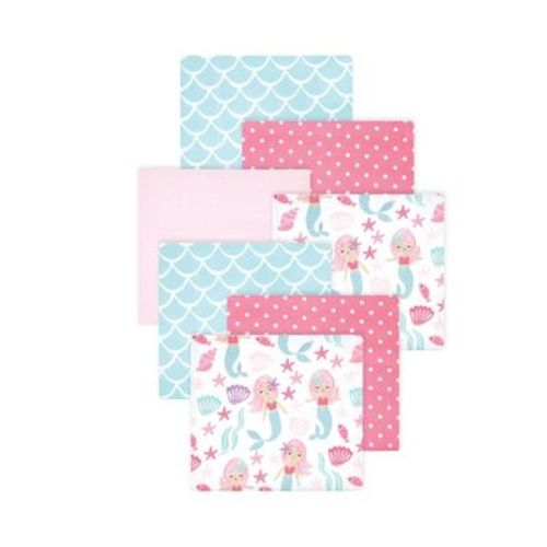 Luvable Friends Hudson Baby Cotton Poly Flannel Receiving Blankets 7pk, Purple Mermaid