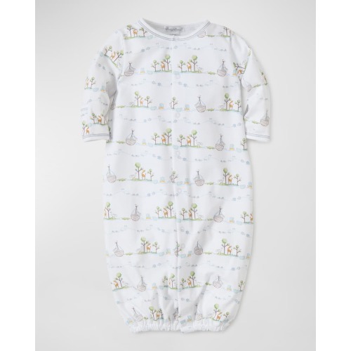 Noah's Ark Printed Convertible Sleep Gown, Size Newborn-Small