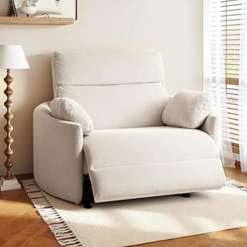 FLEXISPOT Mochi Pro 54" Zero Wall Power Recliner for Big and Tall, Oversized Electric Recliner Chair with Anti-Pinch Design, USB & Type-C Ports, Wide Sofa for Living Room Bedroom, Chenille Beige