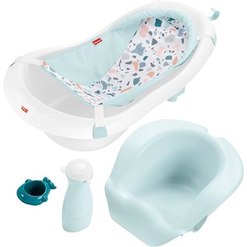 Fisher-Price™ Baby to Toddler Bath 4-in-1 Sling 'N Seat Tub with Removable Infant Support and 2 Toys, Pacific Pebble