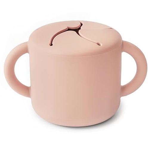 mushie Silicone Snack Cup | Spill Proof Food Container for Toddler and Baby (Blush)