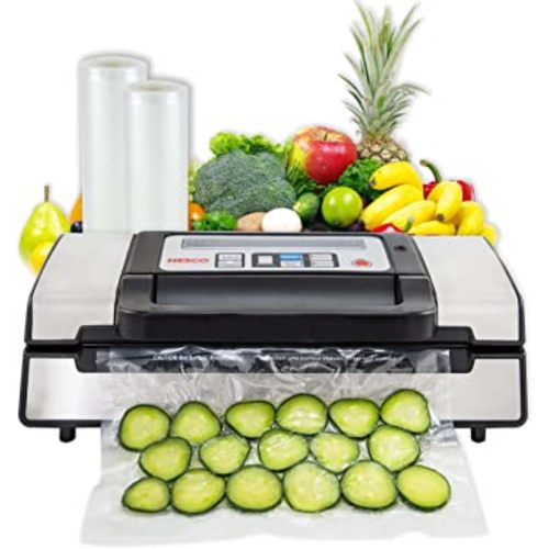 Nesco Deluxe Food VS-12 Vacuum Sealer, 130 Watts, Kit Bags & Viewing Lid, Compact, Silver