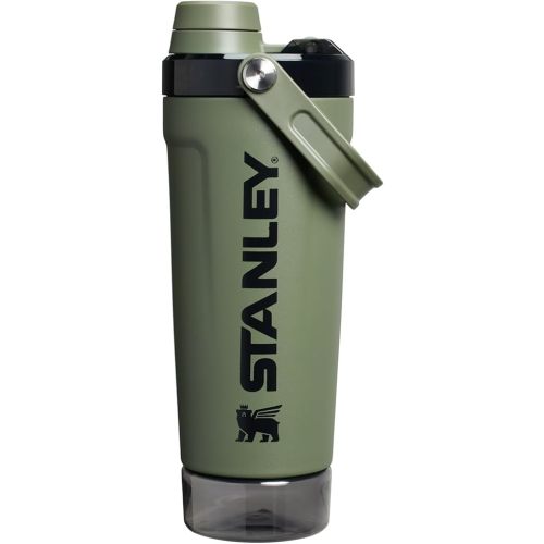 STANLEY Activate Shaker Bottle 20 oz | Leakproof Insulated Stainless Steel Shaker Cup | Base Storage and Twist On Fast Flow Lid | Protein Shakes and Pre Workout Powder | BPA-Free | Dried Pine
