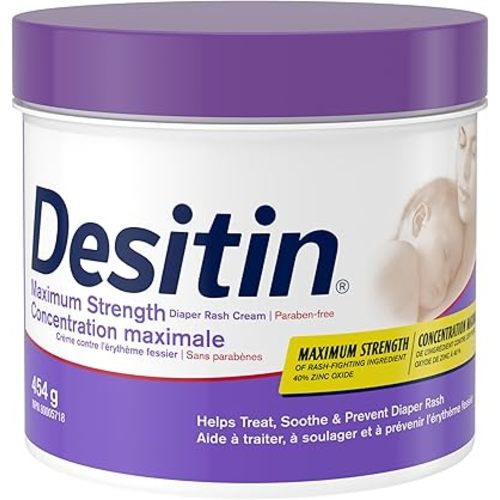 Desitin Crème pour érythème du siège pour bébé, Crème à l'oxyde de zinc, 453,6 g