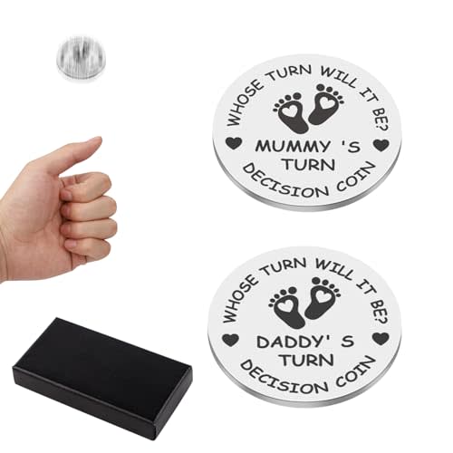 New Parents Decision Coin, Funny New Baby Pregnancy Gifts for First Time Mom and Dad Double Sided Decision Making Mommy's Turn Daddy's Turn Coin New Parents Gifts for Couples