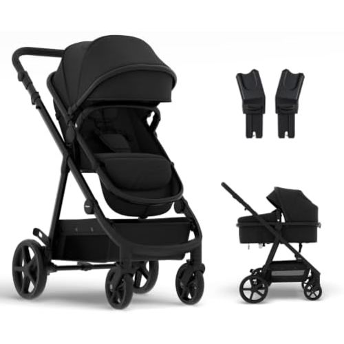 Mompush Meteor2 Baby Stroller Bassinet Stroller, Car Seat Adapter Included