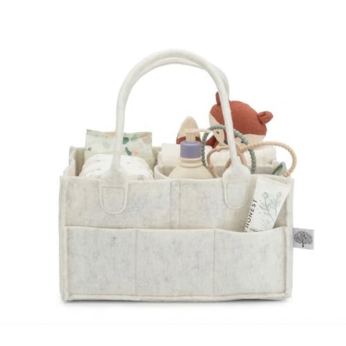 Parker Baby Diaper Caddy - Nursery Storage Bin and Car Organizer for Diapers and Baby Wipes - White, Regular