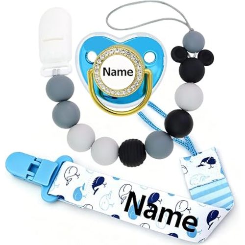 3PCS Custom Name Pacifier Personalized Pacifier Set for Newborn Boys Girls