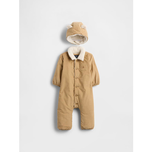 Baby Corduroy & Sherpa One-Piece Outfit Set 0-3M