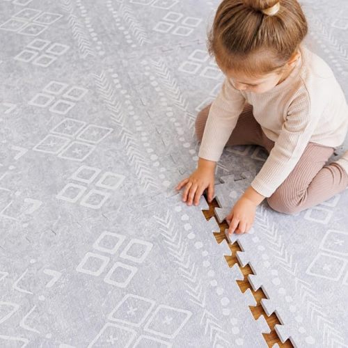 Lillefolk Baby Play Mat for Floor – 6x6ft Vintage |PFAS Free Non Toxic Premium EVA Foam Tiles for Tummy Time, Crawling & Playpen – No Loose Edges Interlocking Mat for Babies & Toddlers (9 Tiles)