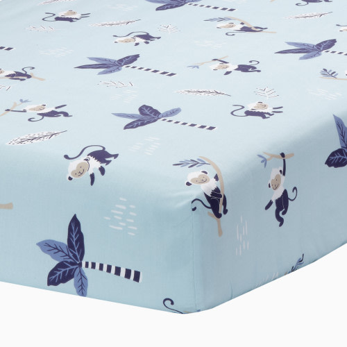 Cotton Fitted Crib Sheet - Jungle Party
