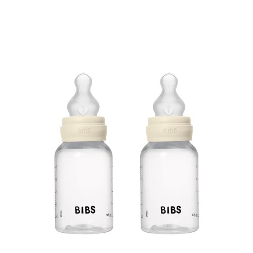 BIBS Silicone Baby Bottle 2 Pack Ivory 150ml
