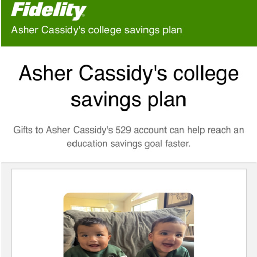 Asher’s 529 Account Contribution