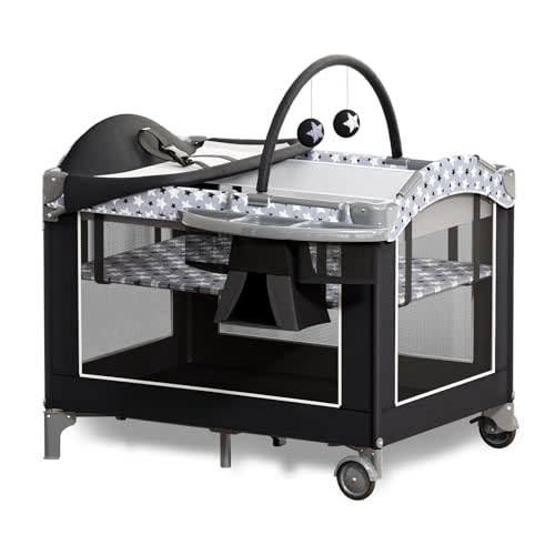 4-in-1 Pack and Play Playard with Bassinet & Changing Table | Easy Setup, Portable Baby Playard, Compact Playpen for Babies and Toddlers, Carry Bag, Mattress, Home or Trips Use