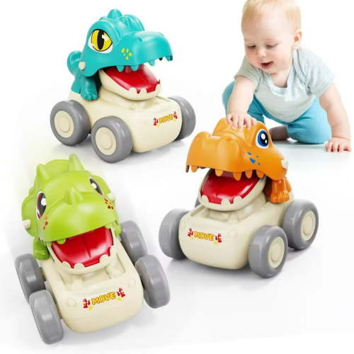 MOONTOY Dinosaur Truck Toys, Baby Car Toys for 1 Year Old Boy, Press & Go Toy Car Set, Dinosaur Toys for 2 3 4 Year, 1st Birthday Gifts for Toddler Toys Age 1-2
