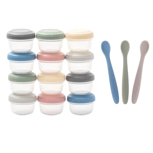 WeeSprout Baby Feeding Bundle - Leakproof Food Storage Containers & 3 Soft-Tip Silicone Spoons - Freezer & Dishwasher Safe - Perfect for Homemade Purees, Snacks & First Stage Feeding