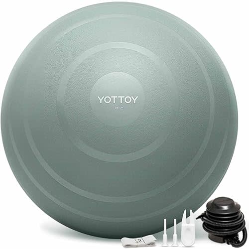 YOTTOY Anti-Burst Exercise Ball for Working Out, Yoga & Pregnancy, Extra Thick Workout Ball for Physical Therapy & Fitness