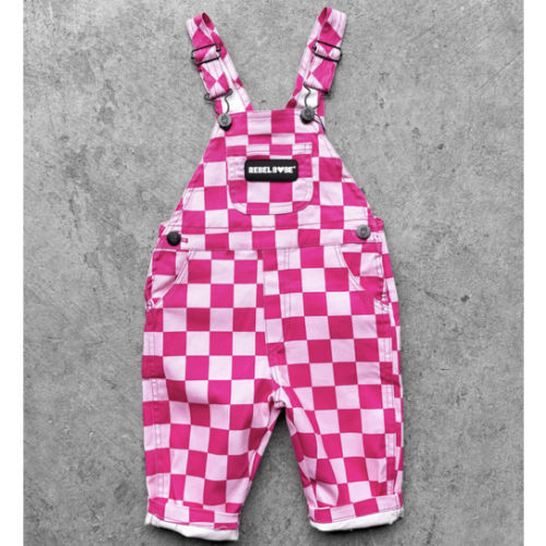 Overalls in Bubble Gum Checkered