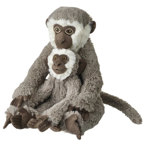 SANDLÖPARE Soft toy - vervet monkey with baby/gray 12 ½ "