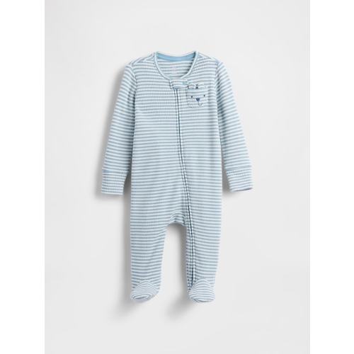 Baby Softspun Waffle Bear Pocket Footed One-Piece | Gap