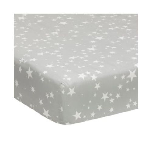 Milky Way Gray/White Stars 100% Cotton Baby Fitted Crib Sheet