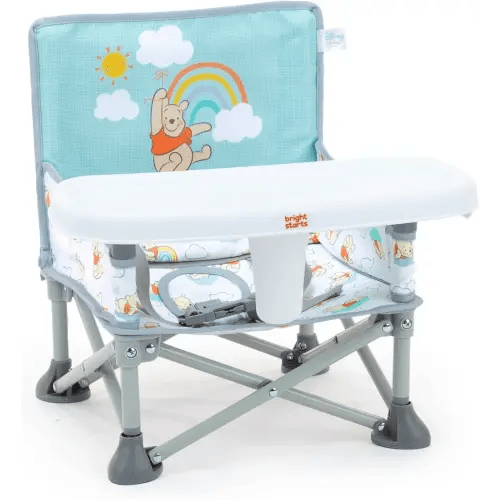 Bright Starts Disney Winnie The Pooh Pop 'N Sit Portable Booster, Indoor/Outdoor Use, Floor Seat with Feeding Tray, 6 Mos - 3 Yrs
