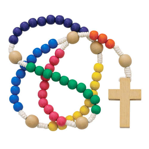 Wood Multi-Colored Children's Corded Rosary
