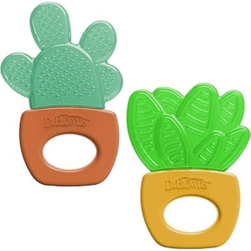Dr. Brown’s AquaCool Water-Filled Teether, Cooling Teether Toy for Babies, Soothes Sore Gums, Cactus Shape, Green, BPA Free, 3m+ – 2 pack