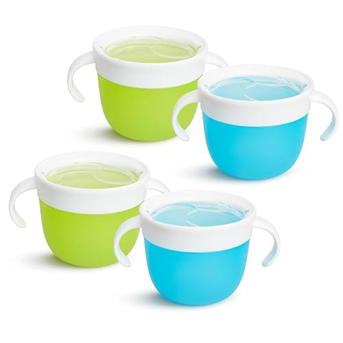 Munchkin Snack Catcher Toddler Snack Cups, No Spil, 2 Pack Containers, Blue/Green
