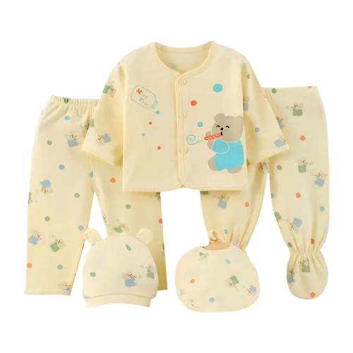 Karoyedx Newborn Going Home Outfit Girl Baby Boy Girl Clothes Newborn Ourfits Unisex Must Haves 5Pcs Set Cute Infant Outfits Yellow Size,0-3 Months