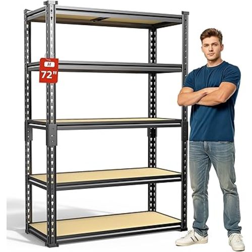 TigerParty 2020LBS Garage Shelving Units, 5-Tier Storage Shelves Heavy Duty, Adjustable Metal Shelving Rack for Kitchen, Closet, Warehouse, Pantry, 72" H x 35.55" W x 16" D