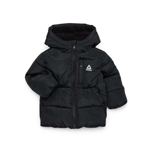 Reebok Toddler Unisex High Collar Puffer Jacket with Hood, Heavyweight, Sizes 12M-5T