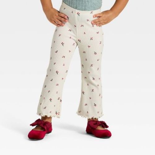 Toddler Girls' Ribbed Flare Leggings - Cat & Jack™ Cream 2T