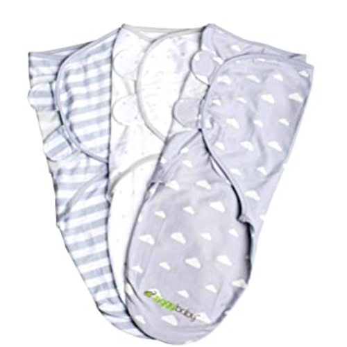 Baby Swaddle Blanket Adjustable for 0-3 Months - Infant Baby Wrap Set 3 Pack Grey Cloud, Stripe, Stars - Newborn Swaddle, Baby Swaddle Blankets for Baby Boy, Baby Boy Swaddle
