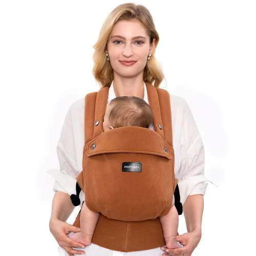Momcozy Baby Carrier with Natural Cotton Linen, Built to Last, Ergonomic Design, Newborn to Toddler for 7-44lbs, Lightweight and Comfortable, Hands-Free for Moms&Dads, Sepia