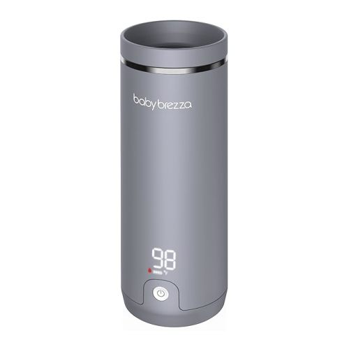 Baby Brezza Portable Warmer – 3X Faster Baby Bottle Warming - Travel Breastmilk and Formula Warmer - Safe, Even Heating - Up to 9oz - No Adapters, Grey