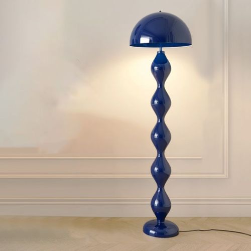 Scandinavian 59" Tall Mushroom-Shape Floor Lamp with Foot Switch in Solid Color - 110V-120V Blue