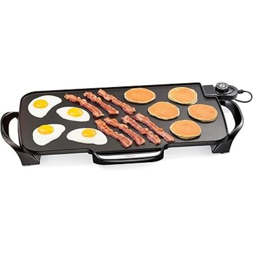 Presto 07061 22-Inch Electric Griddle with Removable Handles, Extra-Large Nonstick Ceramic Surface, Black
