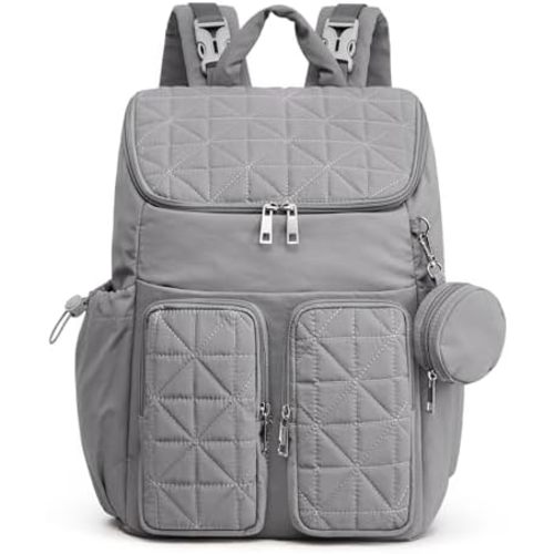 G4Free Diaper Bag Backpack for Moms Dads Travel Baby Bag with Pacifier Case & Insulated Pockets,Grey