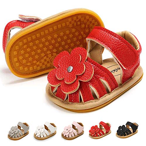 Babelvit Infant Baby Girl Boy Sandals Comfort Premium Summer Outdoor Casual Beach Shoes with Flower Bowknot Anti Slip Rubber Sole Newborn Toddler Prewalker First Walking Shoes