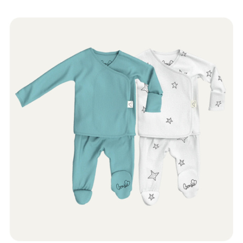 Baby Bundle Footie - Ripple + Stars – Bonsie Skin to Skin Babywear