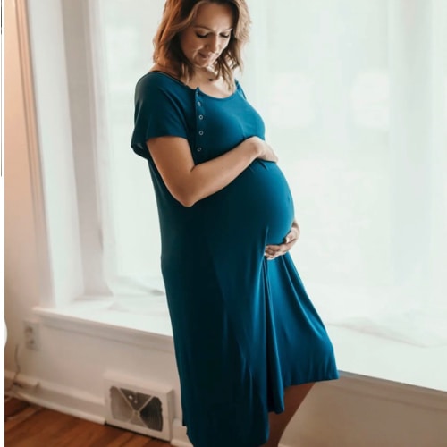 Blue Mommy Labor And Delivery Nursing Hospital Gown