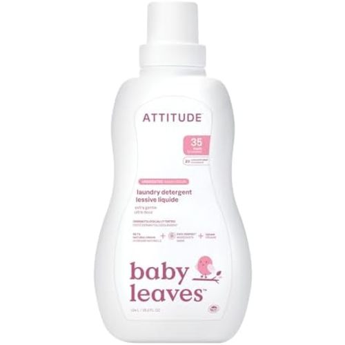 ATTITUDE Baby Laundry Detergent, Dermatologist Tested, Unscented, 80 Loads