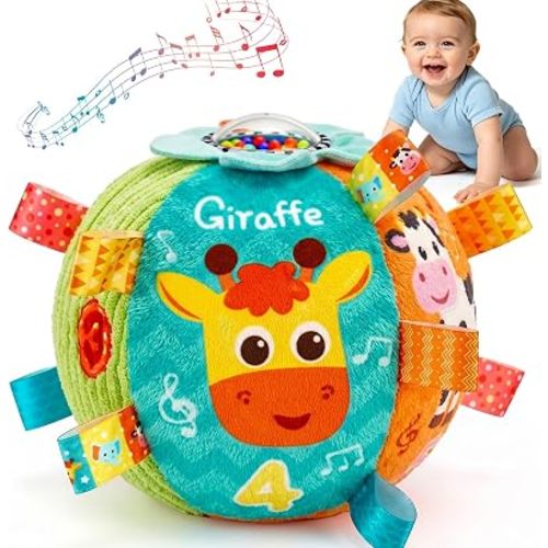 Thremhoo Musical Baby Ball Toy with Sounds & Songs & Record, Sensory Baby Infant Toys 0-3-6-9-12 Months, Tummy Time Crawling Ball Toys for 3 4 5 6 7 8 9 Month Old Baby Boys Girls Birthday Gifts