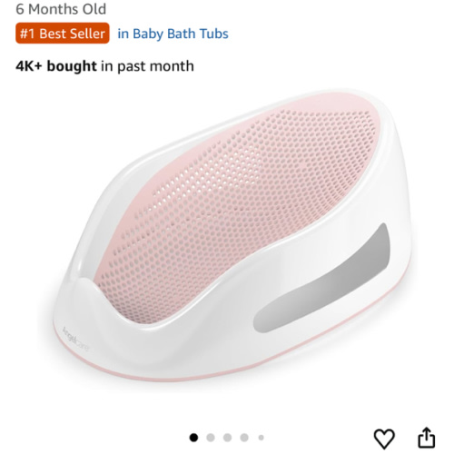 Angelcare Baby Bath Support (Pink) | Ideal for Babies Less than 6 Months Old