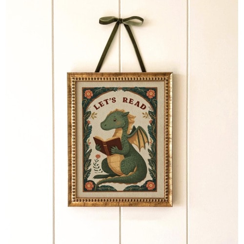 Dragon Nursery Wall Art Print, Vintage Storybook Children’s Bedroom Decor