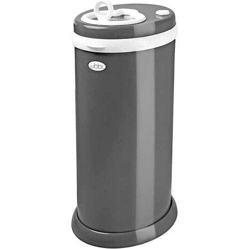 Ubbi Steel Diaper Pail, Odor Locking, No Special Bag Required, Award-Winning, Registry Must-Have, Slate
