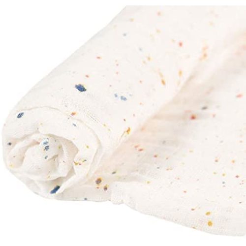 Red Rover Kids Cotton Muslin Swaddle - 47”x 47”- 100% Cotton – Machine Washable – Softer with Every Wash – Playful Designs -Soft, Breathable & Lightweight – Unisex (Speckles)
